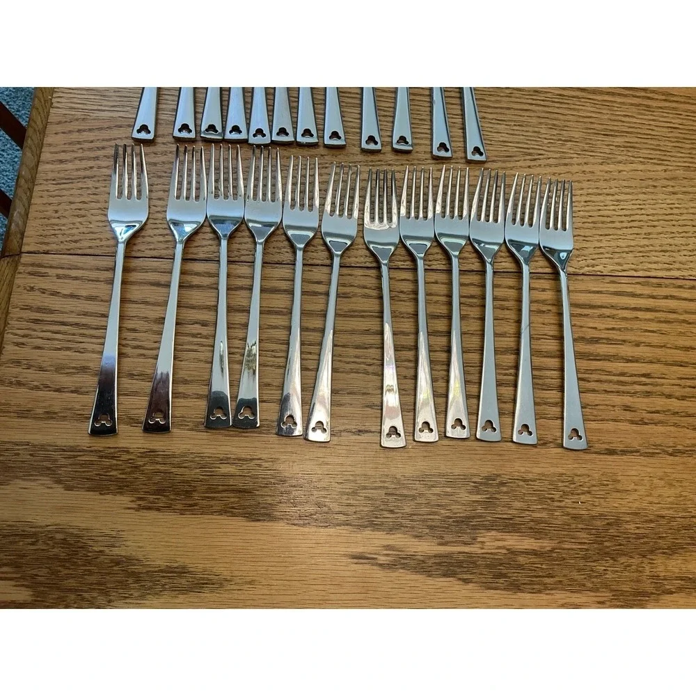 Disney Parks Mickey  Mouse Stainless Steel Flatware Set Forks Knives Spoons 48pc